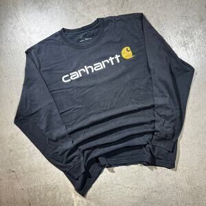 Carhartt Long Sleeve Shirt Large Charcoal Black Spellout Workwear
